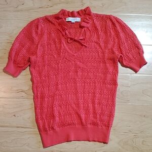 LOFT Coral Textured Short Sleeve Top